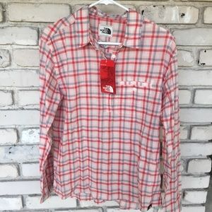 The north face long sleeve plaid  shirt